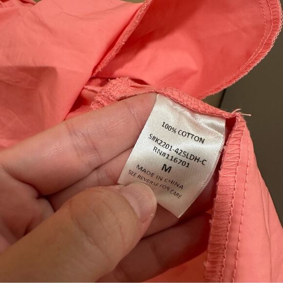 NWT Tuckernuck Karlie Hot Pink Cotton Poplin V Neck Mini Dress Medium - Picture 9 of 14